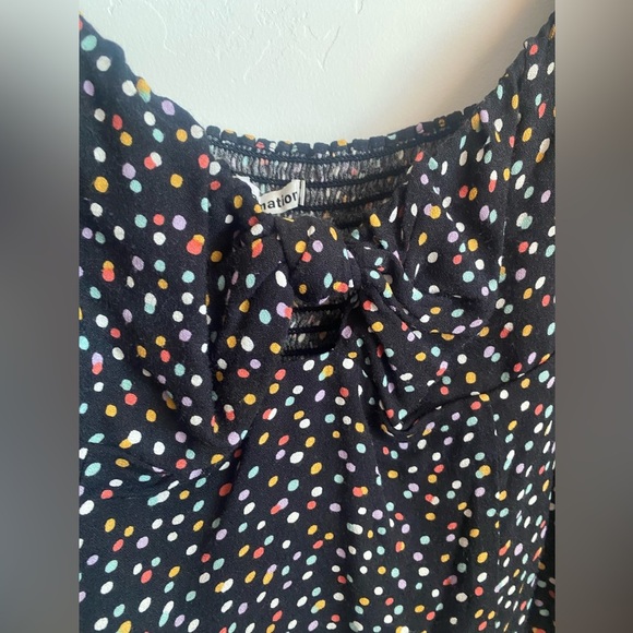 REFORMATION | Women’s Pinto Square Neck Ruched Back 3/4 Sleeve Blouse - Picture 5 of 8